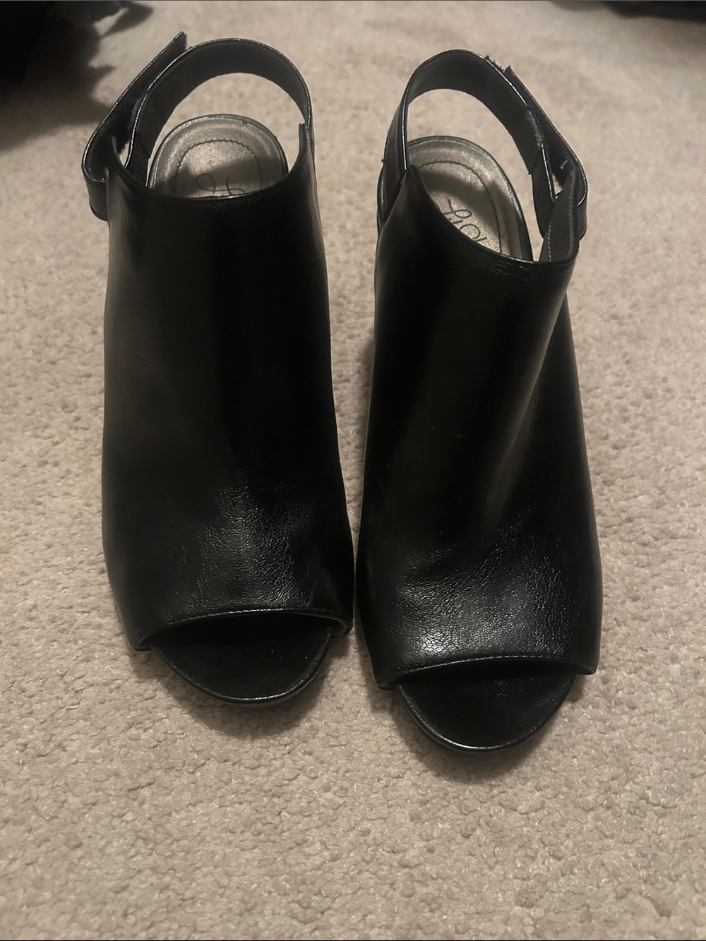 Life Stride Black Peep-Toe Slingback Mule Heels